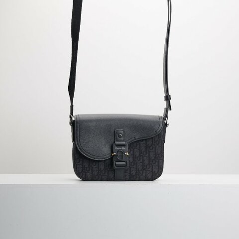 二手DIOR saddle 小號馬鞍郵差包/黑老花