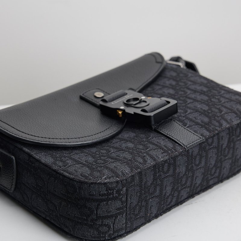 二手DIOR saddle 小號馬鞍郵差包/黑老花-11