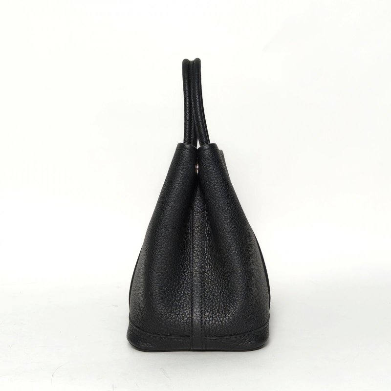 HERMES GardenParty花園包3089黑色NEGONA皮U刻銀扣肩背包-1