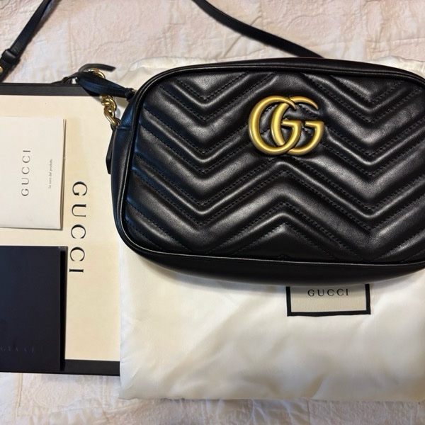 Gucci 馬夢黑色 相機包24cm-0