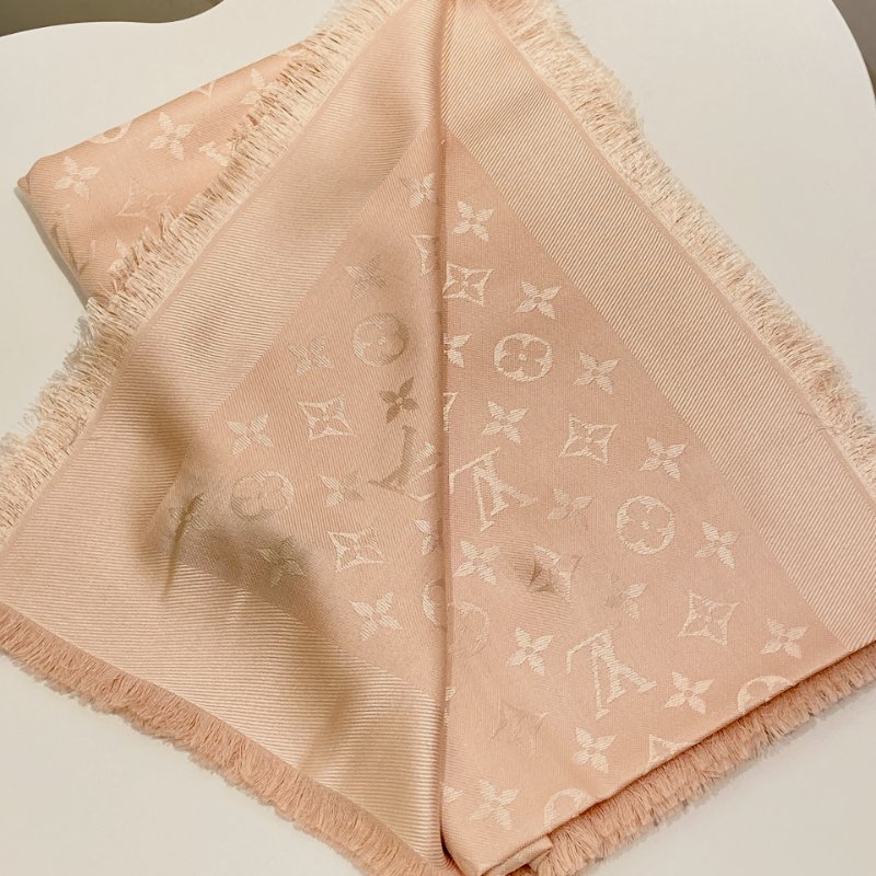 TW4589 Louis Vuitton 路易威登 方巾 粉色 純絲羊毛混紡料M76874 Schalle Monogram Classic Scarf 139 x 139cm Wool x Silk-2