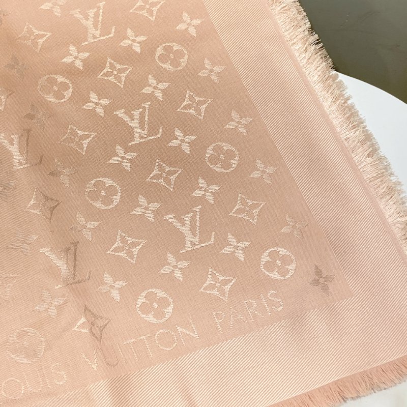 TW4589 Louis Vuitton 路易威登 方巾 粉色 純絲羊毛混紡料M76874 Schalle Monogram Classic Scarf 139 x 139cm Wool x Silk-4