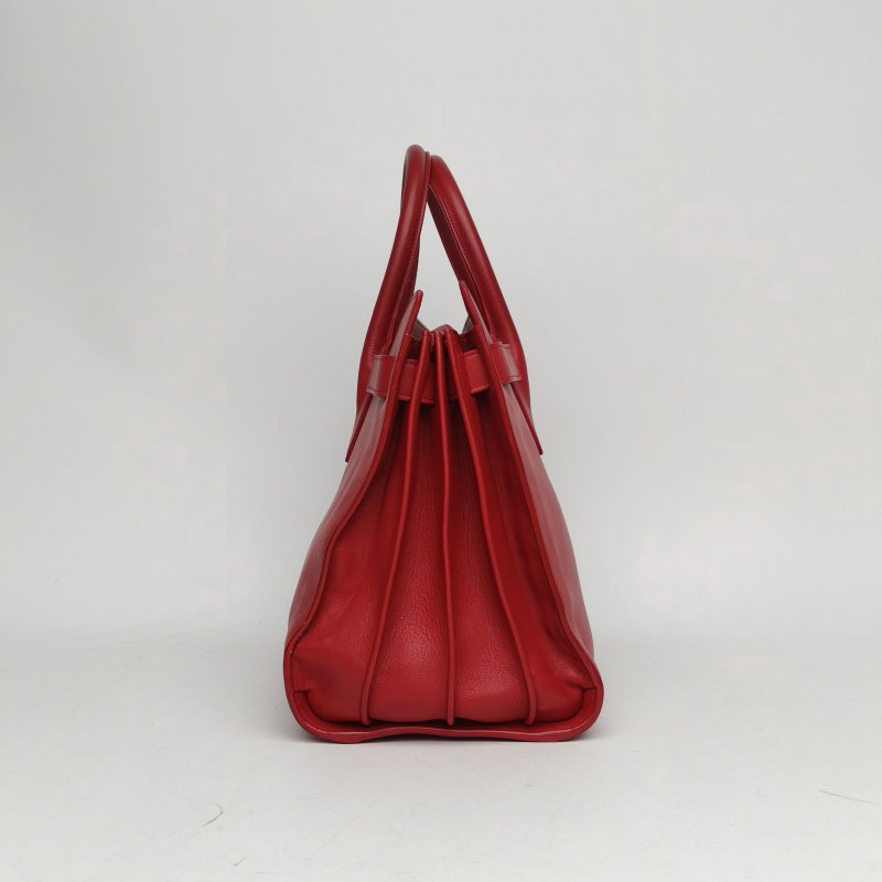 SAINT LAURENT ClassicSacDeJour風琴包大號32紅色牛皮金扣肩背包-1