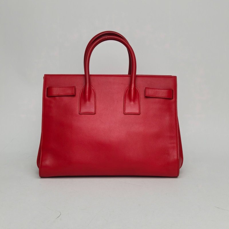 SAINT LAURENT ClassicSacDeJour風琴包大號32紅色牛皮金扣肩背包-2