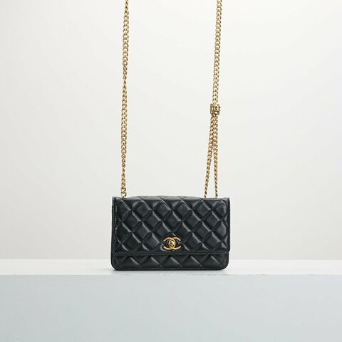 二手Chanel 金柱調節扣woc/黑金