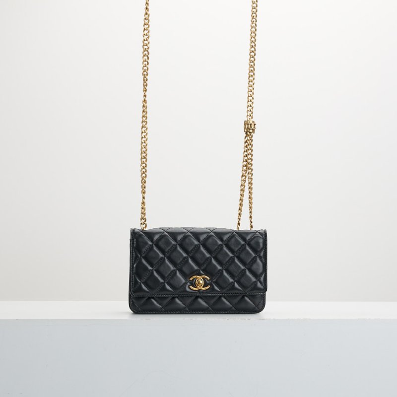 二手Chanel 金柱調節扣woc/黑金-0