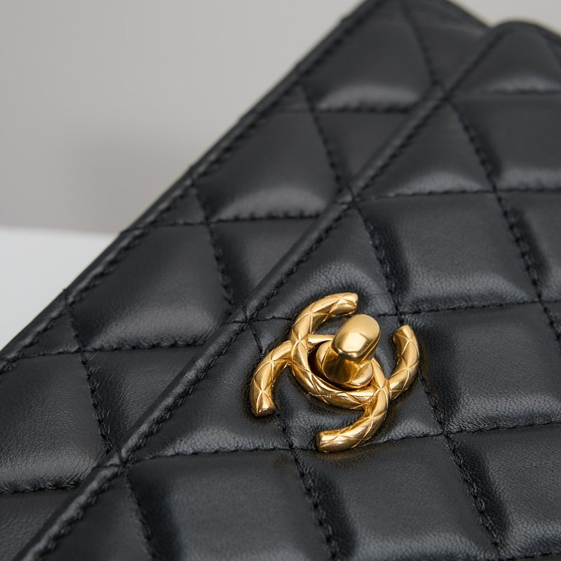 二手Chanel 金柱調節扣woc/黑金-5