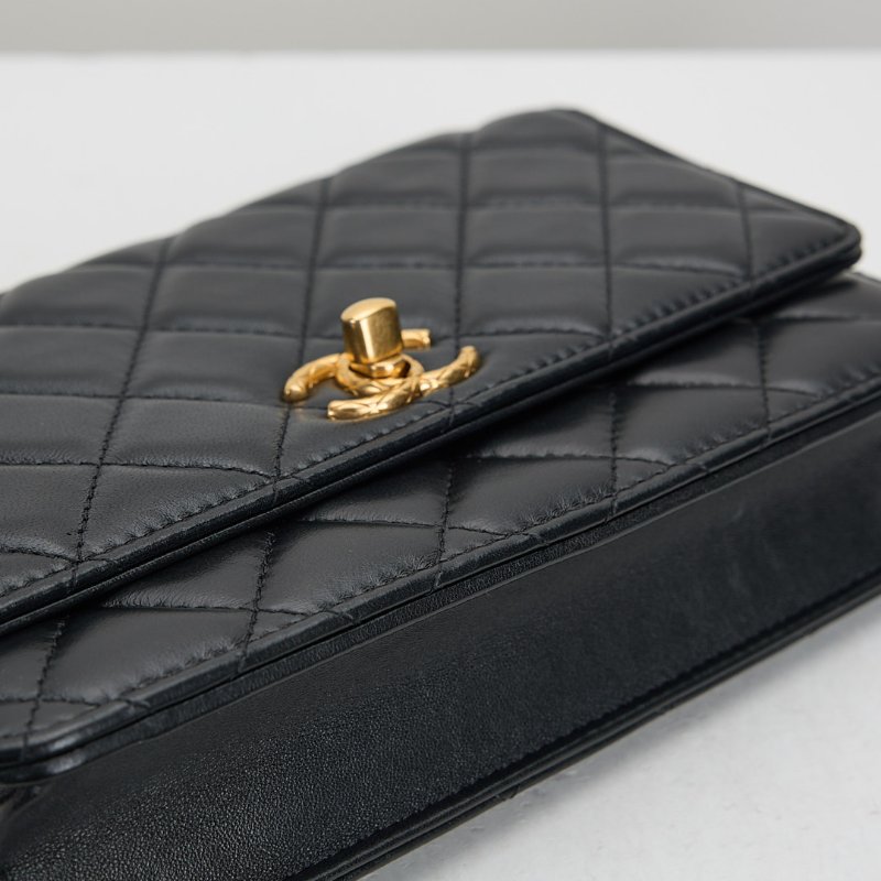 二手Chanel 金柱調節扣woc/黑金-10