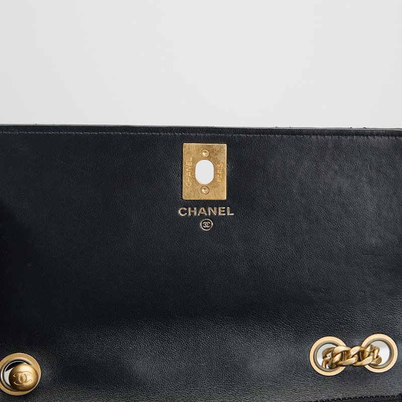 二手Chanel 金柱調節扣woc/黑金-12