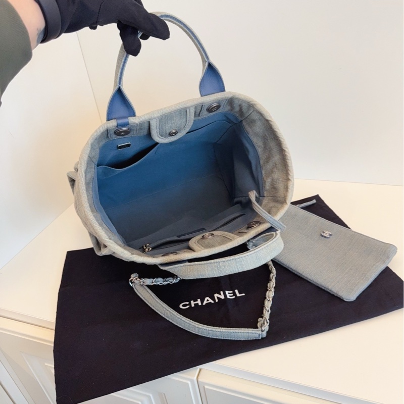 【99新🆕】Chanel 23s新款芯片 做舊丹寧牛仔沙灘包 小號 手提包-6