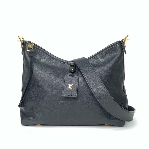 LOUIS VUITTON CARRYALL小號29配子袋黑色牛皮金扣晶片肩背包