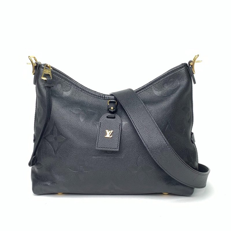 LOUIS VUITTON CARRYALL小號29配子袋黑色牛皮金扣晶片肩背包-0