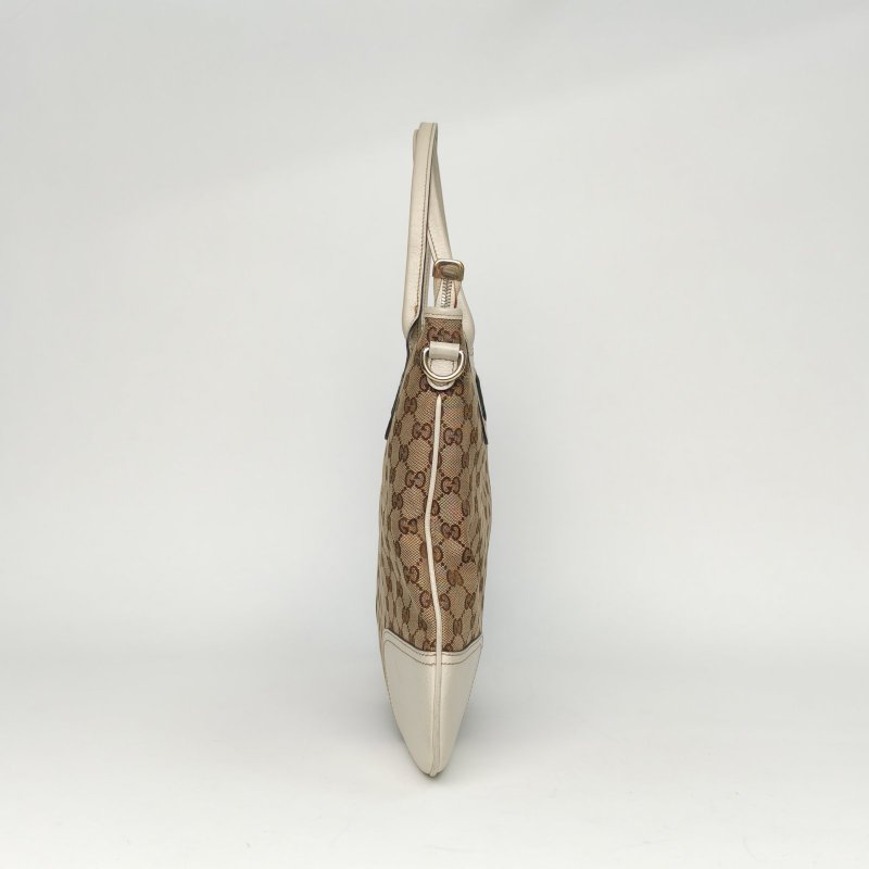 GUCCI 米色帆布金扣GG老花單肩包配可拆卸肩帶肩背包-1