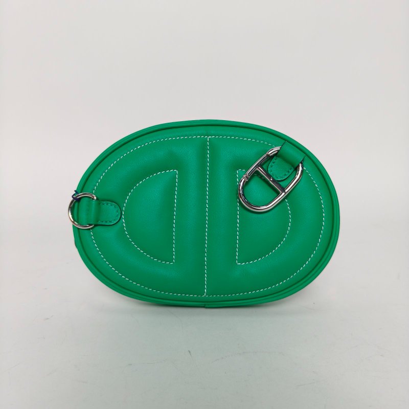 HERMES Roulis豬鼻子intheloop腰包24煙草駝色拼6W薄荷綠Swift皮U刻銀扣肩背包-2