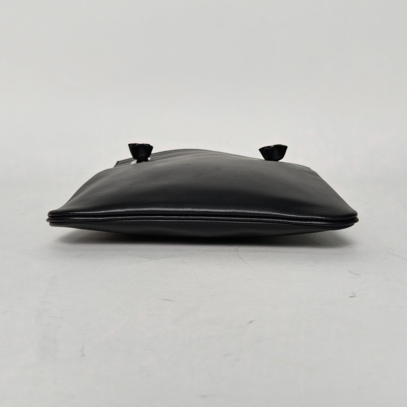 HERMES Aline馬夫包Mini1989黑色羊皮B刻銀扣肩背包-4