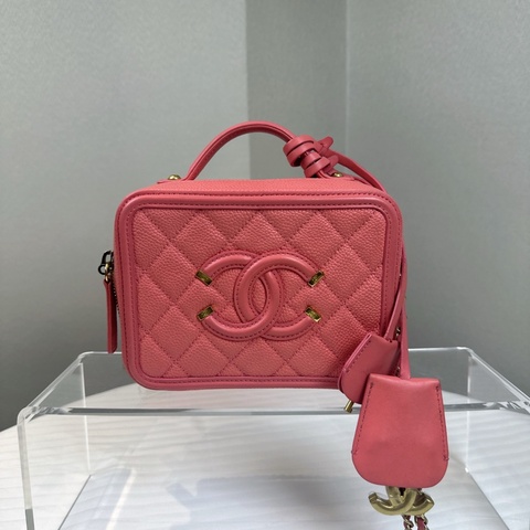 香奈兒/Chanel 粉色相機包化妝包手提斜挎包 16.5x7x12.5cm