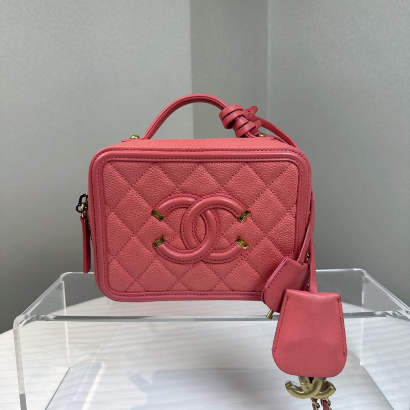 香奈兒/Chanel 粉色相機包化妝包手提斜挎包 16.5x7x12.5cm-0