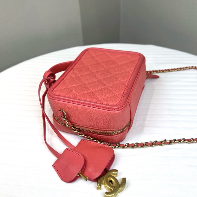香奈兒/Chanel 粉色相機包化妝包手提斜挎包 16.5x7x12.5cm-11