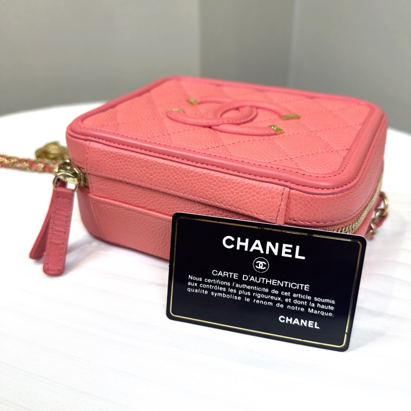 香奈兒/Chanel 粉色相機包化妝包手提斜挎包 16.5x7x12.5cm-12