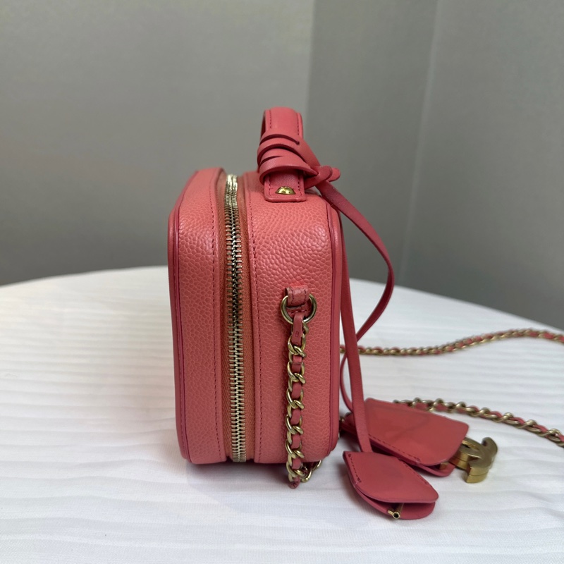 香奈兒/Chanel 粉色相機包化妝包手提斜挎包 16.5x7x12.5cm-14