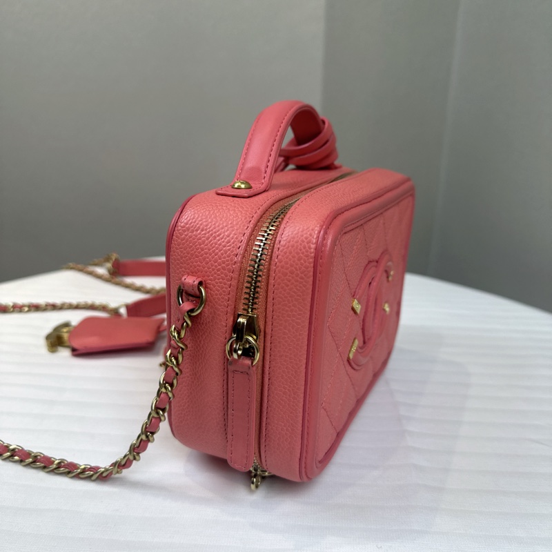 香奈兒/Chanel 粉色相機包化妝包手提斜挎包 16.5x7x12.5cm-15