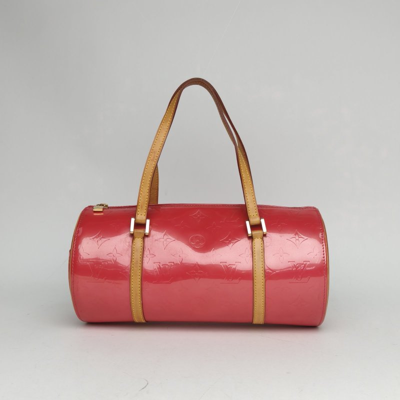 LOUIS VUITTON 中古漆皮圓筒包30粉色漆皮2005肩背包-2