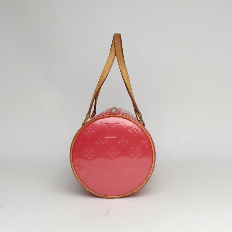 LOUIS VUITTON 中古漆皮圓筒包30粉色漆皮2005肩背包-3