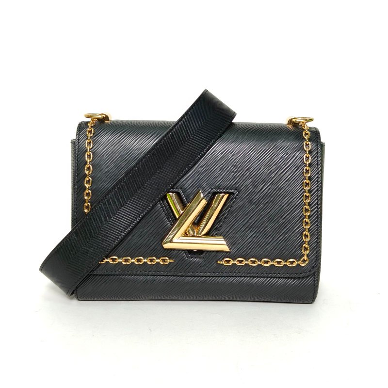 LOUIS VUITTON TWIST中號23黑色EPI水波紋牛皮金扣2020肩背包-0