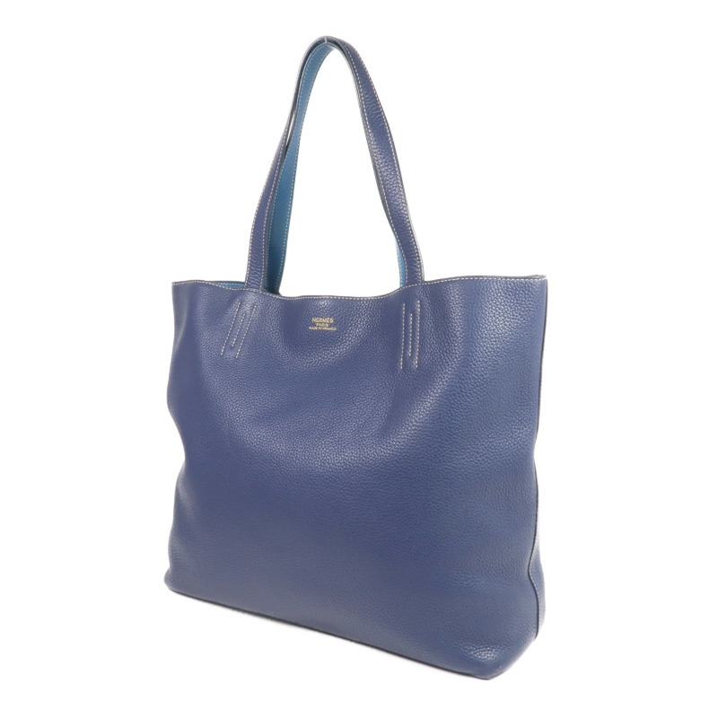 HERMES Clemence皮革Double Sens 35手挽袋Bleu Saphir/Bleu Izmir-2