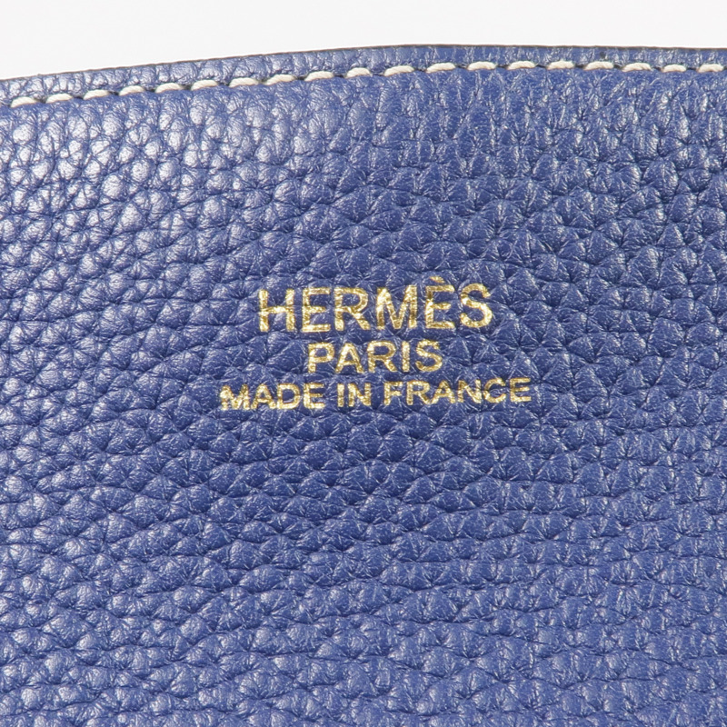 HERMES Clemence皮革Double Sens 35手挽袋Bleu Saphir/Bleu Izmir-9