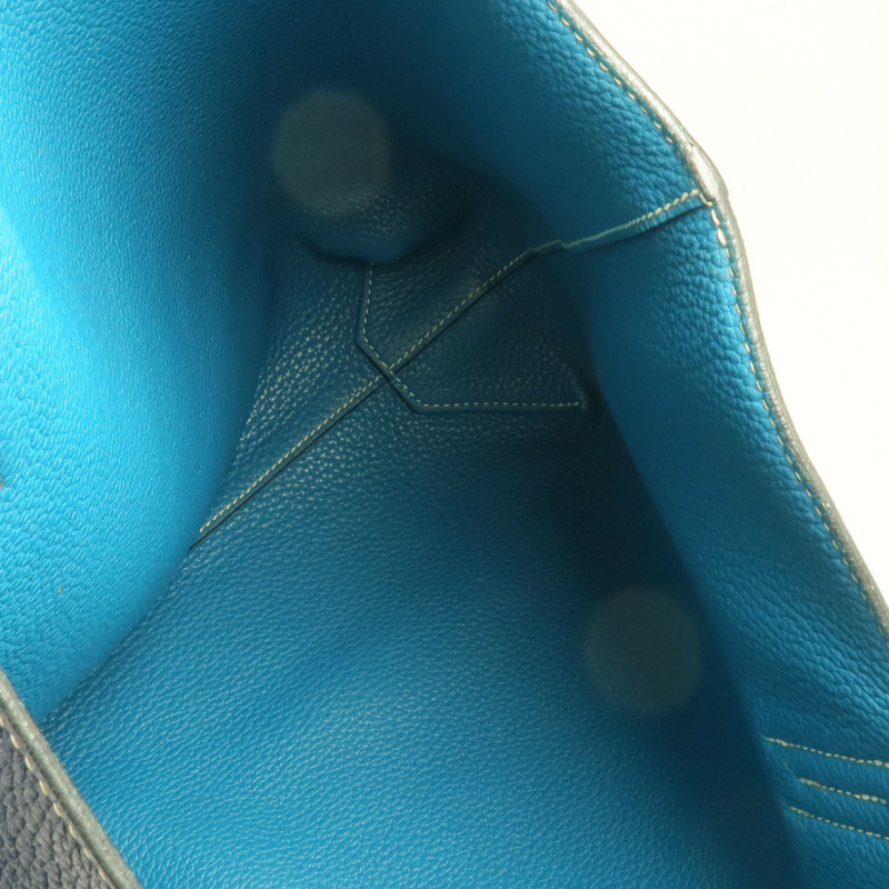 HERMES Clemence皮革Double Sens 35手挽袋Bleu Saphir/Bleu Izmir-10
