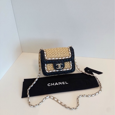 【閒置🆕】Chanel 24C 芯片拉菲草編方胖子 斜挎包