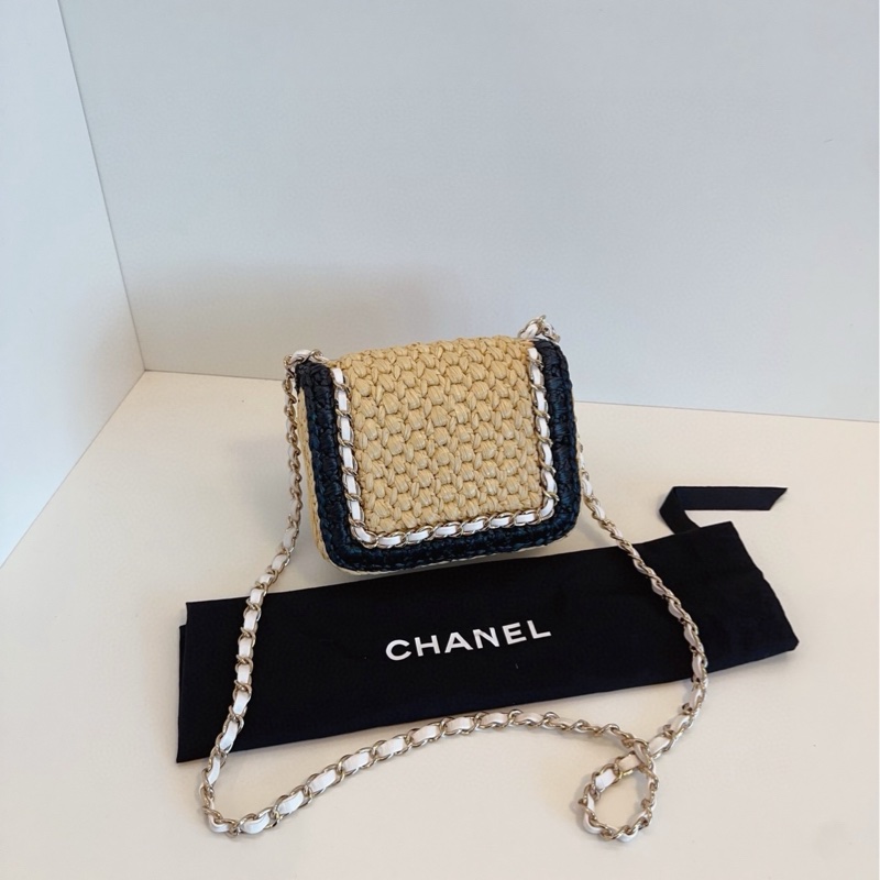 【閒置🆕】Chanel 24C 芯片拉菲草編方胖子 斜挎包-3