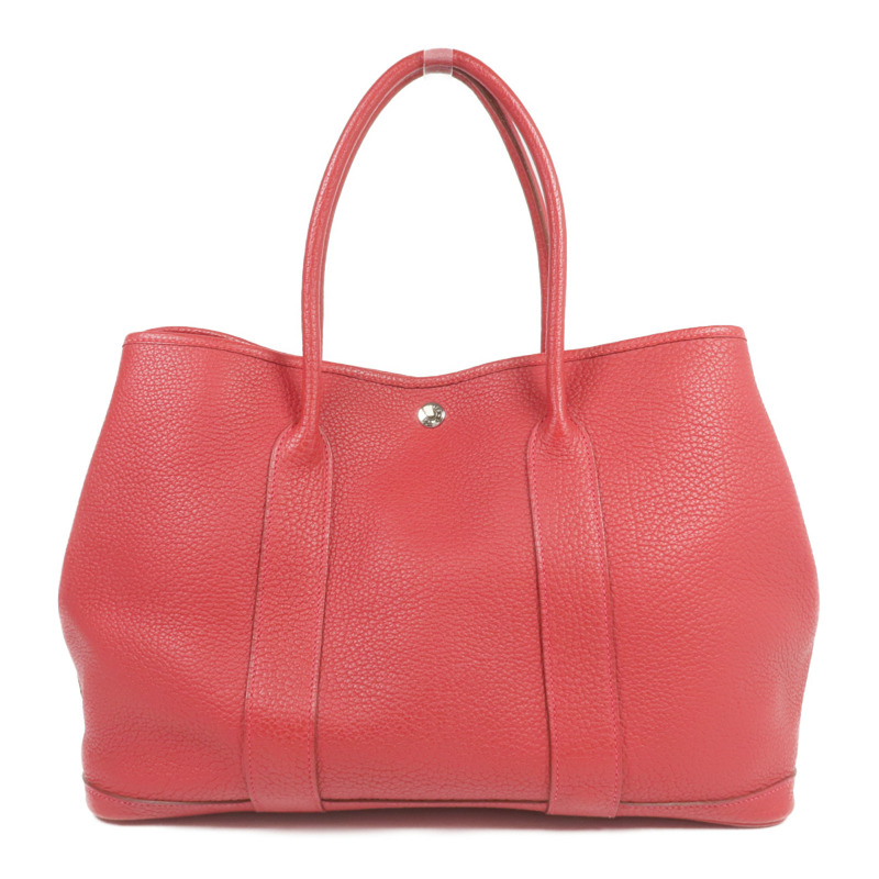 HERMES Negonda皮革Garden Party PM銀扣手挽袋Rouge Casaque-1