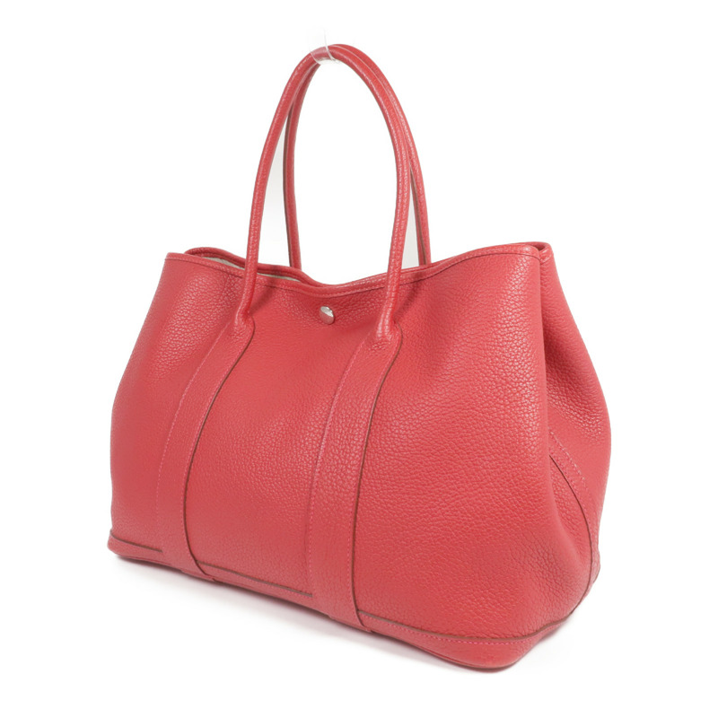 HERMES Negonda皮革Garden Party PM銀扣手挽袋Rouge Casaque-2
