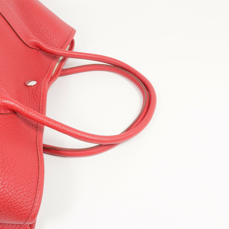 HERMES Negonda皮革Garden Party PM銀扣手挽袋Rouge Casaque-4