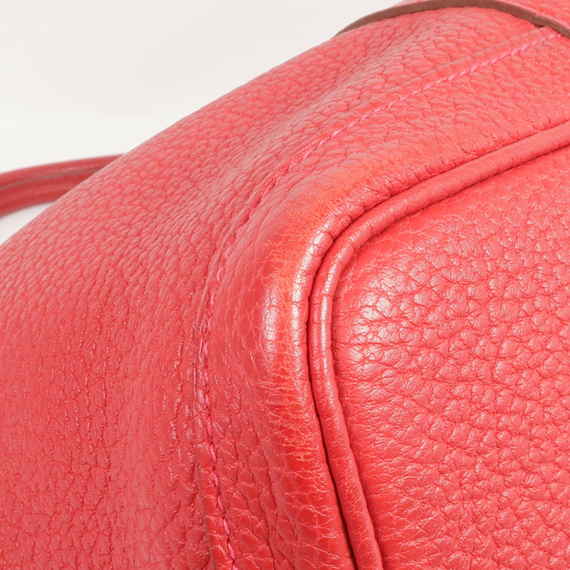 HERMES Negonda皮革Garden Party PM銀扣手挽袋Rouge Casaque-8