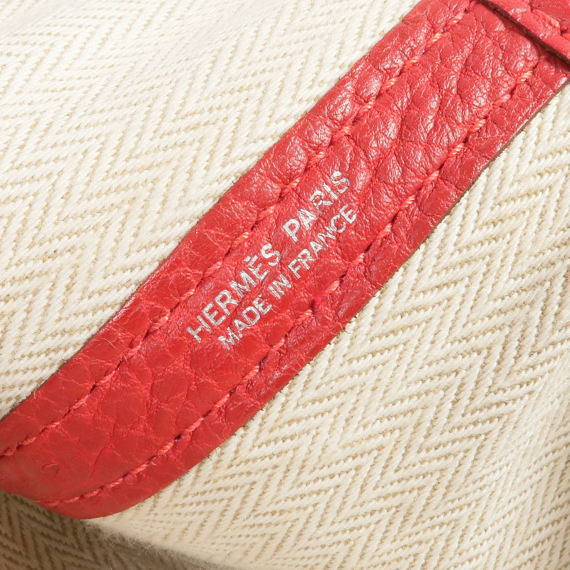 HERMES Negonda皮革Garden Party PM銀扣手挽袋Rouge Casaque-11