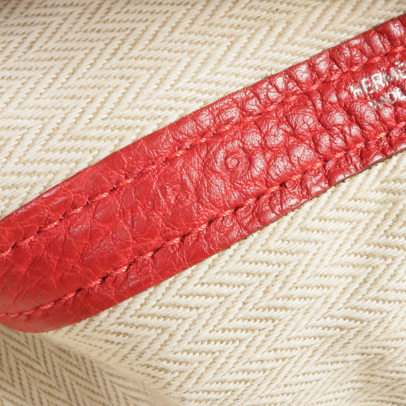 HERMES Negonda皮革Garden Party PM銀扣手挽袋Rouge Casaque-12