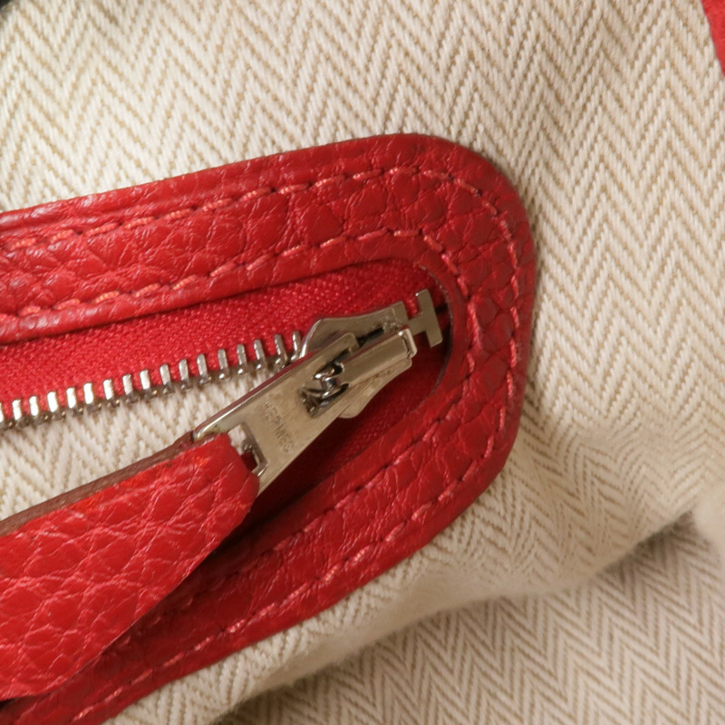 HERMES Negonda皮革Garden Party PM銀扣手挽袋Rouge Casaque-13