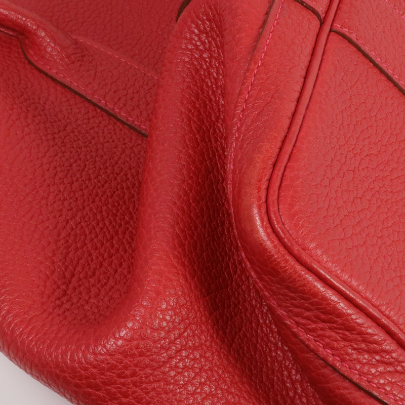 HERMES Negonda皮革Garden Party PM銀扣手挽袋Rouge Casaque-16