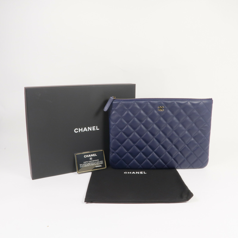 CHANEL 羊皮皮革Clutch Bag金扣手挽袋-14
