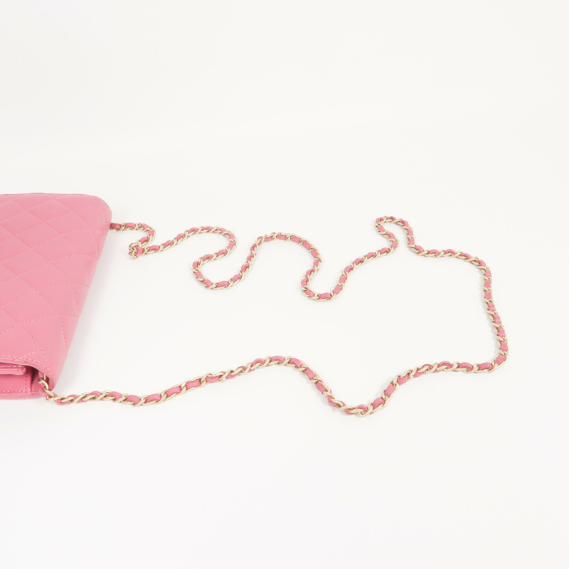 CHANEL 羊皮皮革WOC Wallet On Chain金扣鏈帶肩背袋-4