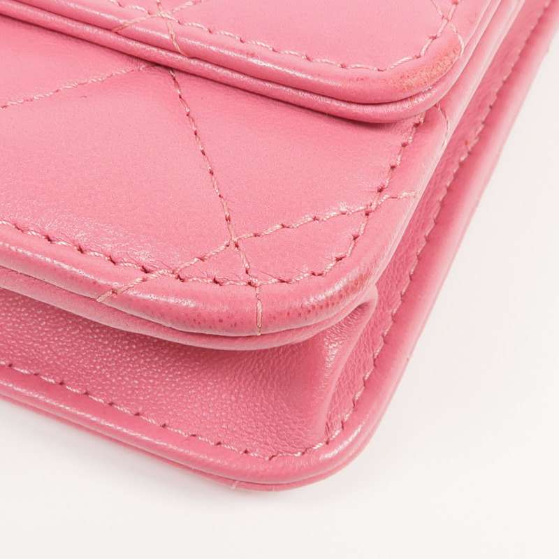 CHANEL 羊皮皮革WOC Wallet On Chain金扣鏈帶肩背袋-5