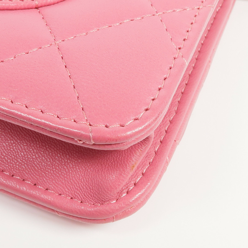 CHANEL 羊皮皮革WOC Wallet On Chain金扣鏈帶肩背袋-7