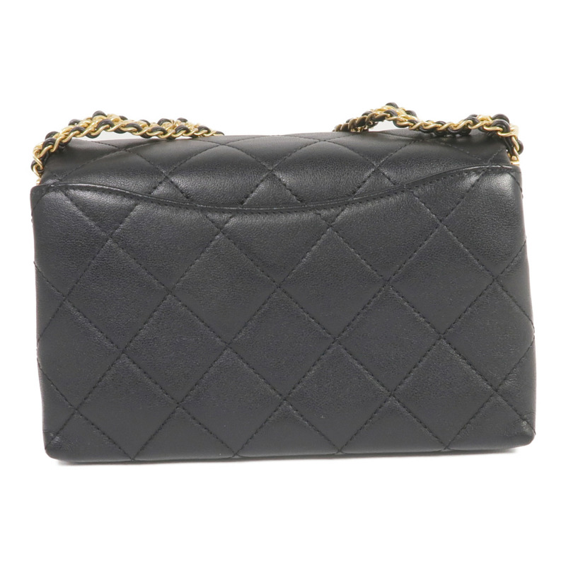 CHANEL 牛皮皮革Chain Shoulder金扣鏈帶肩背袋-1