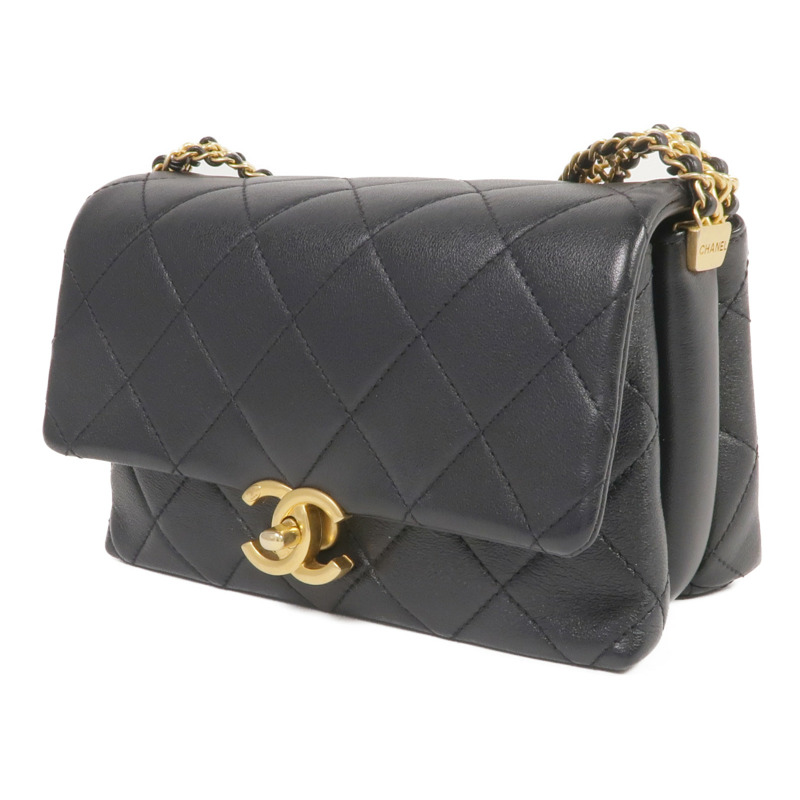 CHANEL 牛皮皮革Chain Shoulder金扣鏈帶肩背袋-2