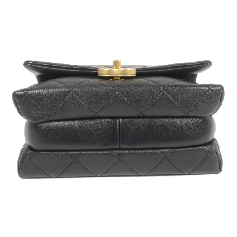 CHANEL 牛皮皮革Chain Shoulder金扣鏈帶肩背袋-3