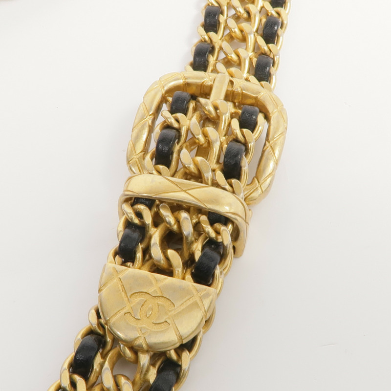 CHANEL 牛皮皮革Chain Shoulder金扣鏈帶肩背袋-14