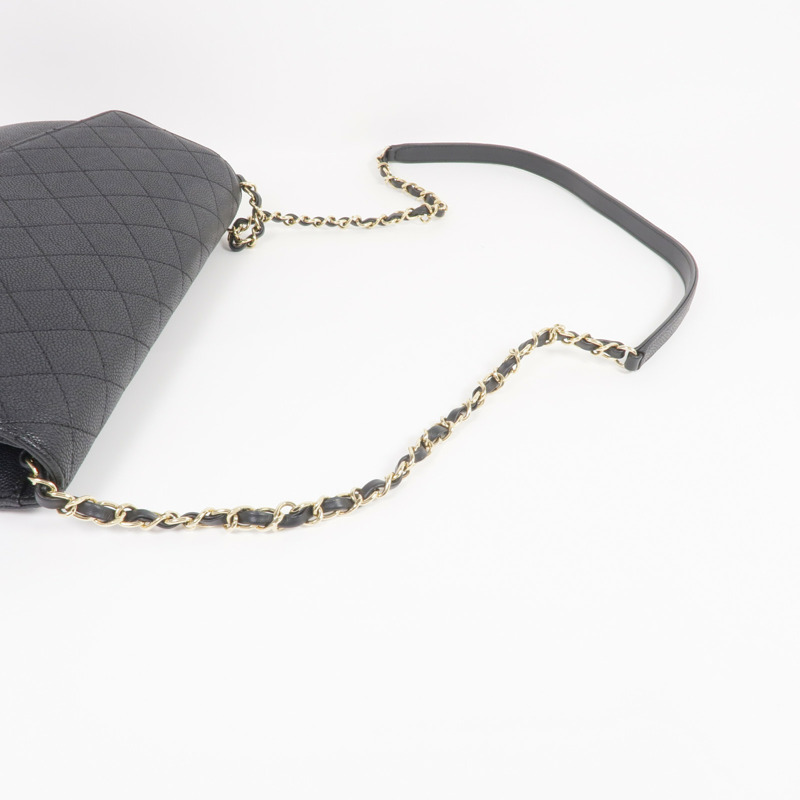 CHANEL 牛皮皮革Chain Shoulder金扣鏈帶肩背袋-4